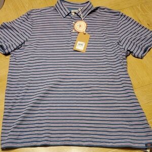 Faherty SS Retreat Polo XL Misty Marine Stripe NWT